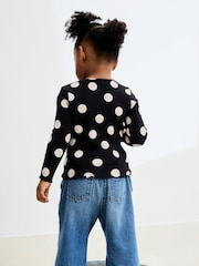 Negro/lunares blancos - Camiseta de manga larga con canalé (3 meses-7 años) - Imagen 3 de 7