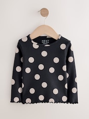 Negro/lunares blancos - Camiseta de manga larga con canalé (3 meses-7 años) - Imagen 4 de 7