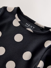 Negro/lunares blancos - Camiseta de manga larga con canalé (3 meses-7 años) - Imagen 6 de 7