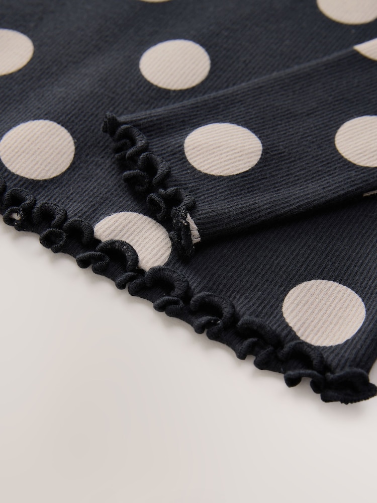 Black/White Spot Rib Long Sleeve T-Shirt (3mths-7yrs) - Image 7 of 7 Black/White Spot Rib Long Sleeve T-Shirt (3mths-7yrs) - Image 7 of 7