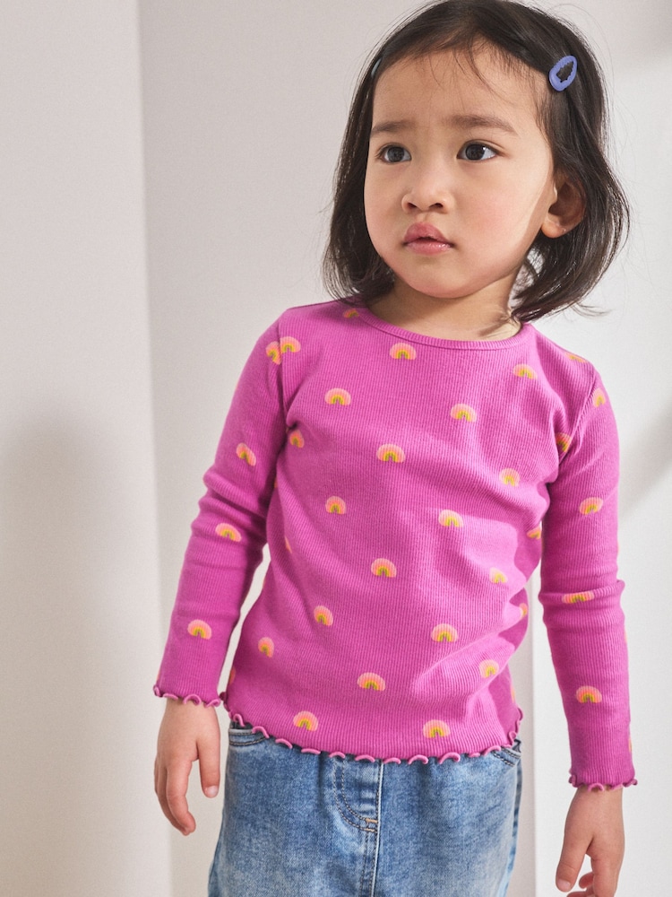 Morado con arcoíris - Camiseta de manga larga con canalé (3 meses-7 años) - Imagen 1 de 6