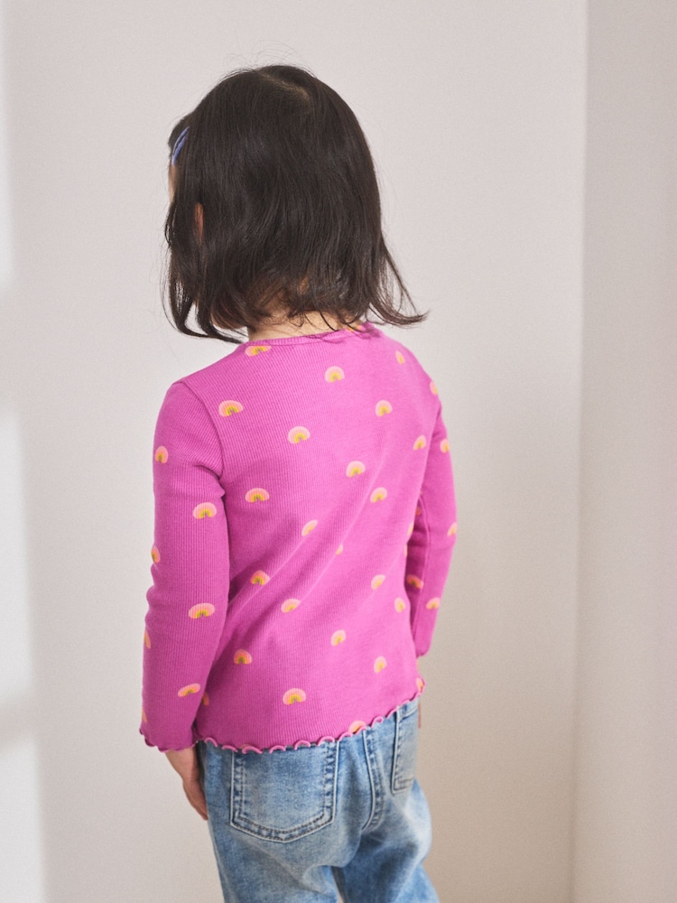Morado con arcoíris - Camiseta de manga larga con canalé (3 meses-7 años) - Imagen 2 de 6