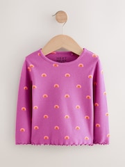 Morado con arcoíris - Camiseta de manga larga con canalé (3 meses-7 años) - Imagen 3 de 6