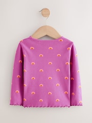 Morado con arcoíris - Camiseta de manga larga con canalé (3 meses-7 años) - Imagen 4 de 6
