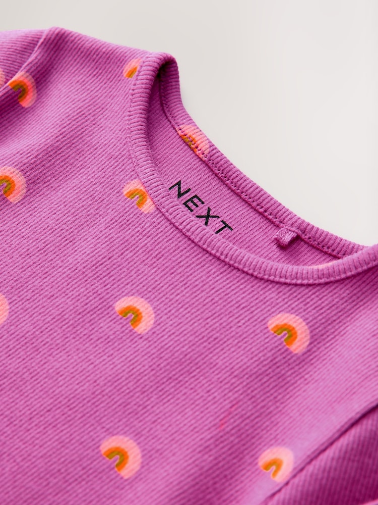 Morado con arcoíris - Camiseta de manga larga con canalé (3 meses-7 años) - Imagen 6 de 6