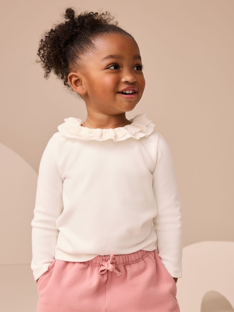 White Long Sleeve Collar Top (3mths-7yrs) - Image 1 of 3