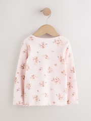 Ecru & Pink Ditsy Floral - Camiseta de manga larga con canalé (3 meses-7 años) - Imagen 2 de 5