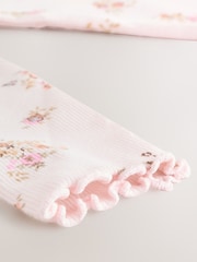 Ecru & Pink Ditsy Floral - Camiseta de manga larga con canalé (3 meses-7 años) - Imagen 4 de 5
