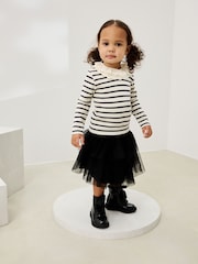 Black and White Stripe Long Sleeve Collar Top (3mths-7yrs) - Image 2 of 8