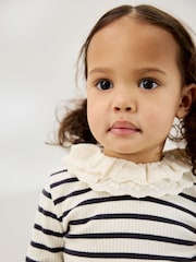 Black and White Stripe Long Sleeve Collar Top (3mths-7yrs) - Image 4 of 8
