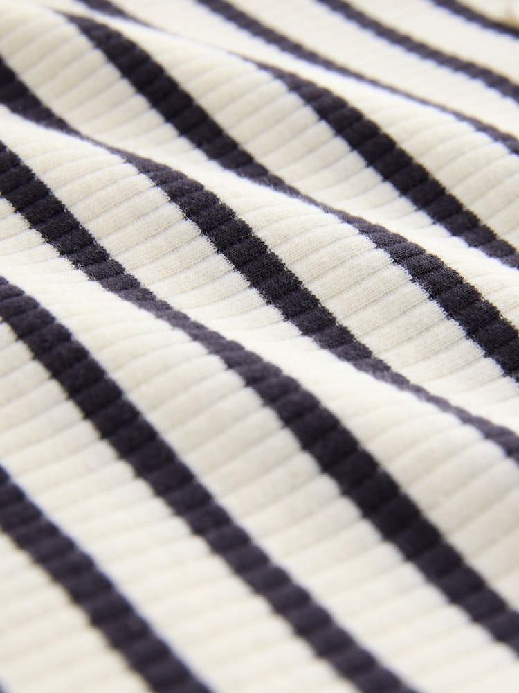 Black and White Stripe Long Sleeve Collar Top (3mths-7yrs) - Image 8 of 8