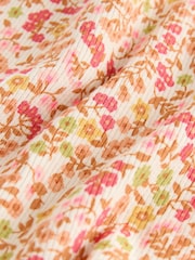 Orange Ditsy Floral Ribbed Long Sleeve Frill T-Shirt (3mths-7yrs) - Image 8 of 9