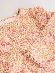 Orange Ditsy Floral Ribbed Long Sleeve Frill T-Shirt (3mths-7yrs) - Image 9 of 9