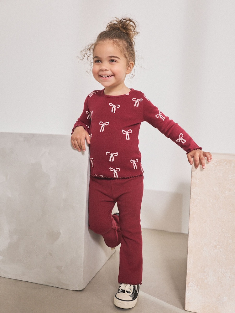 Burgundy Red Bow - Camiseta de manga larga con canalé (3 meses-7 años) - Imagen 2 de 7
