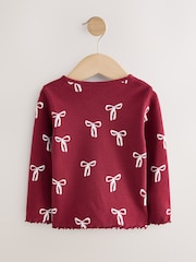 Burgundy Red Bow - Camiseta de manga larga con canalé (3 meses-7 años) - Imagen 5 de 7