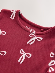 Burgundy Red Bow - Camiseta de manga larga con canalé (3 meses-7 años) - Imagen 6 de 7