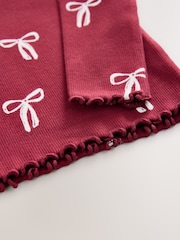 Burgundy Red Bow - Camiseta de manga larga con canalé (3 meses-7 años) - Imagen 7 de 7