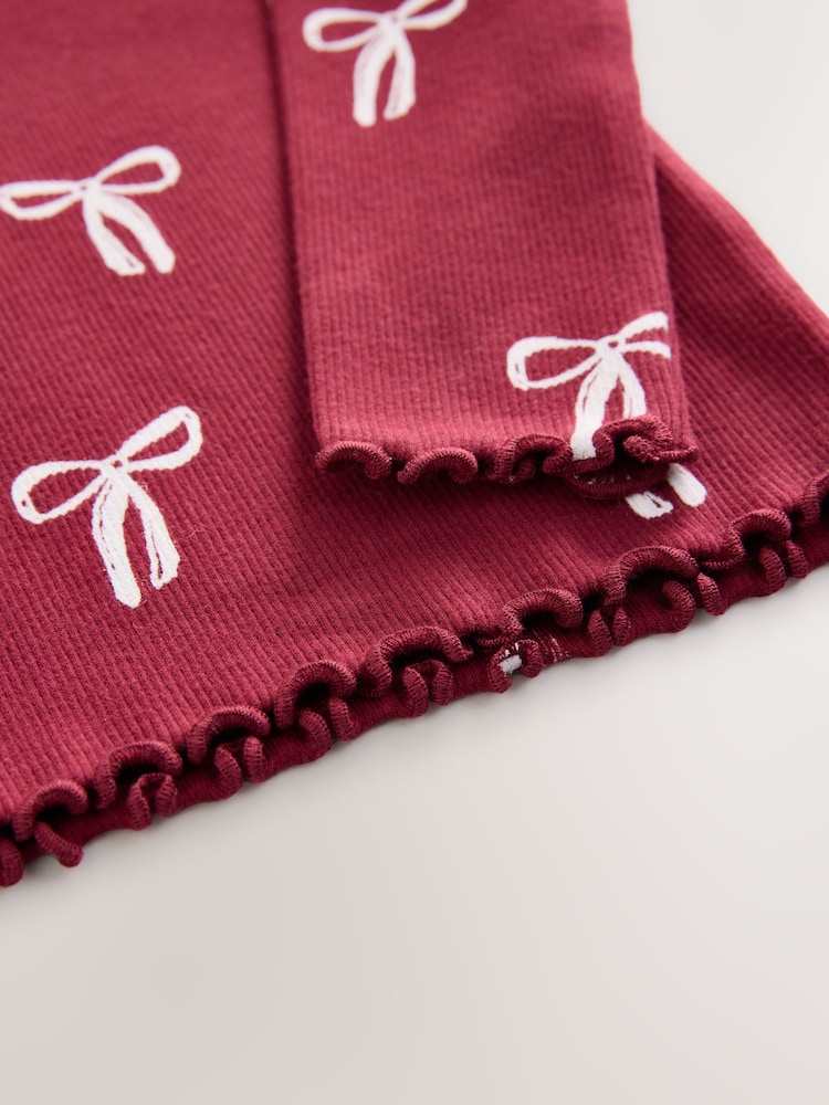 Burgundy Red Bow - Camiseta de manga larga con canalé (3 meses-7 años) - Imagen 7 de 7