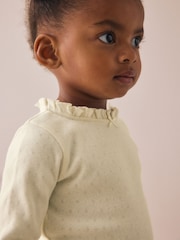 Ecru White Long Sleeve Pointelle T-Shirt (3mths-7yrs) - Image 2 of 7