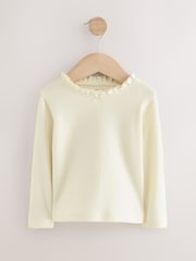 Ecru White Long Sleeve Pointelle T-Shirt (3mths-7yrs) - Image 4 of 7