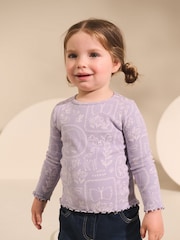Lilac Purple Flower - Rib Long Sleeve T-Shirt (3mths-7yrs) - Image 1 of 7