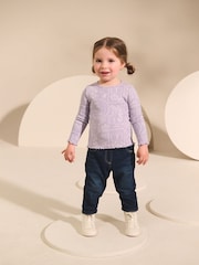 Lilac Purple Flower - Rib Long Sleeve T-Shirt (3mths-7yrs) - Image 2 of 7