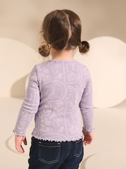 Lilac Purple Flower - Rib Long Sleeve T-Shirt (3mths-7yrs) - Image 3 of 7