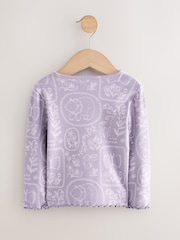 Lilac Purple Flower - Rib Long Sleeve T-Shirt (3mths-7yrs) - Image 5 of 7