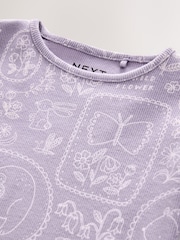 Lilac Purple Flower - Rib Long Sleeve T-Shirt (3mths-7yrs) - Image 7 of 7