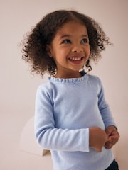 Blue Long Sleeve Pointelle T-Shirt (3mths-7yrs) - Image 1 of 8