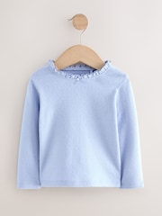 Blue Long Sleeve Pointelle T-Shirt (3mths-7yrs) - Image 5 of 8