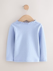 Blue Long Sleeve Pointelle T-Shirt (3mths-7yrs) - Image 6 of 8