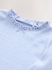 Blue Long Sleeve Pointelle T-Shirt (3mths-7yrs) - Image 7 of 8