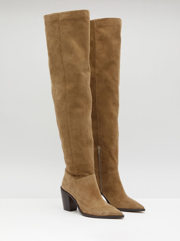 Hush Nude Elise Leather Over The Knee Boots - Image 2 of 4