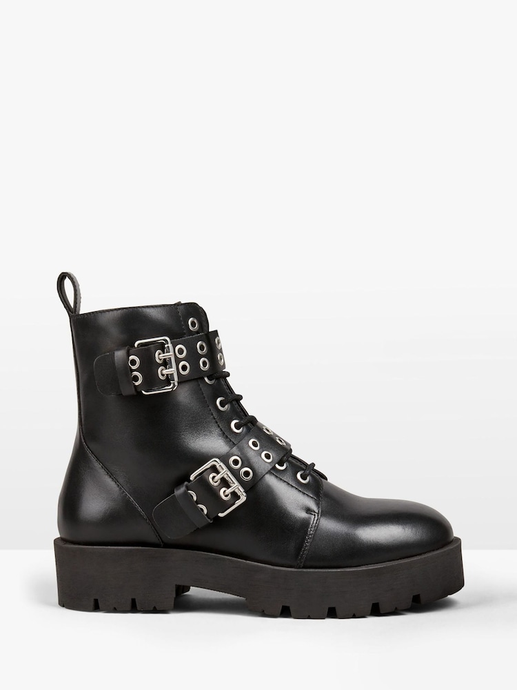 Hush Black Ripley Leather Buckled Boots - Image 1 of 3