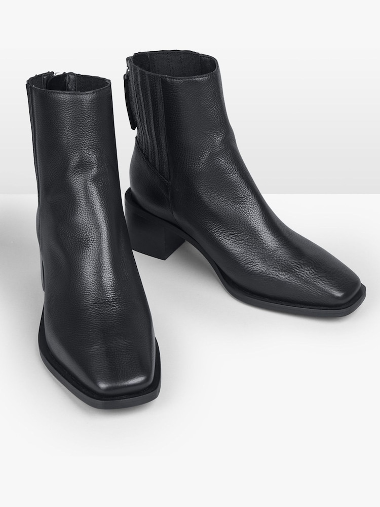 Hush Black Rye Leather Square Toe Boots - Image 2 of 4 Hush Black Rye Leather Square Toe Boots - Image 2 of 4
