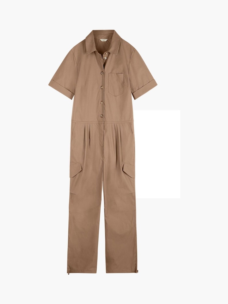 Hush Brown Cargo Short Sleeve 100% Cotton Jumpsuit - Image 4 of 4