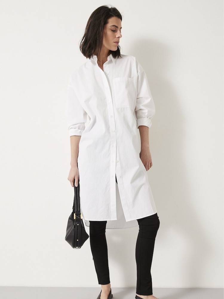 Hush White Sahra Midi 100% Cotton Shirt Dress - Image 2 of 5