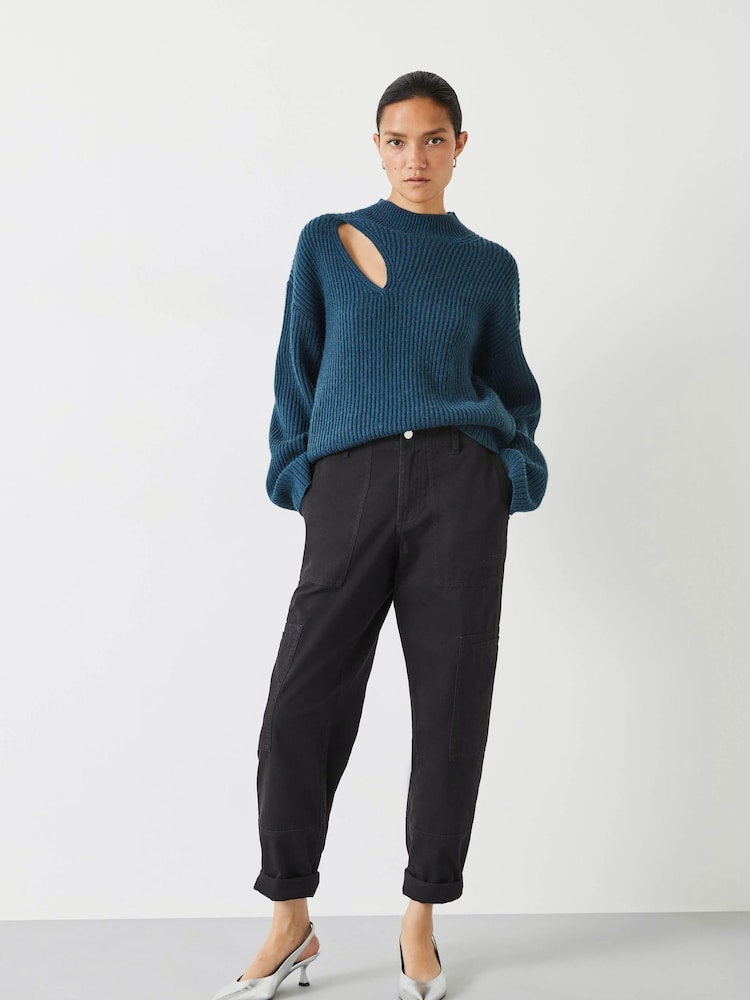 Hush Green Shelby Cut Out Knitted Jumper - Image 1 of 4