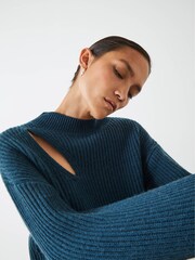 Hush Green Shelby Cut Out Knitted Jumper - Image 3 of 4