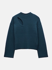 Hush Green Shelby Cut Out Knitted Jumper - Image 4 of 4