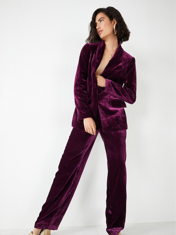 Hush Purple Marina Velour Blazer - Image 1 of 5 Hush Purple Marina Velour Blazer - Image 1 of 5