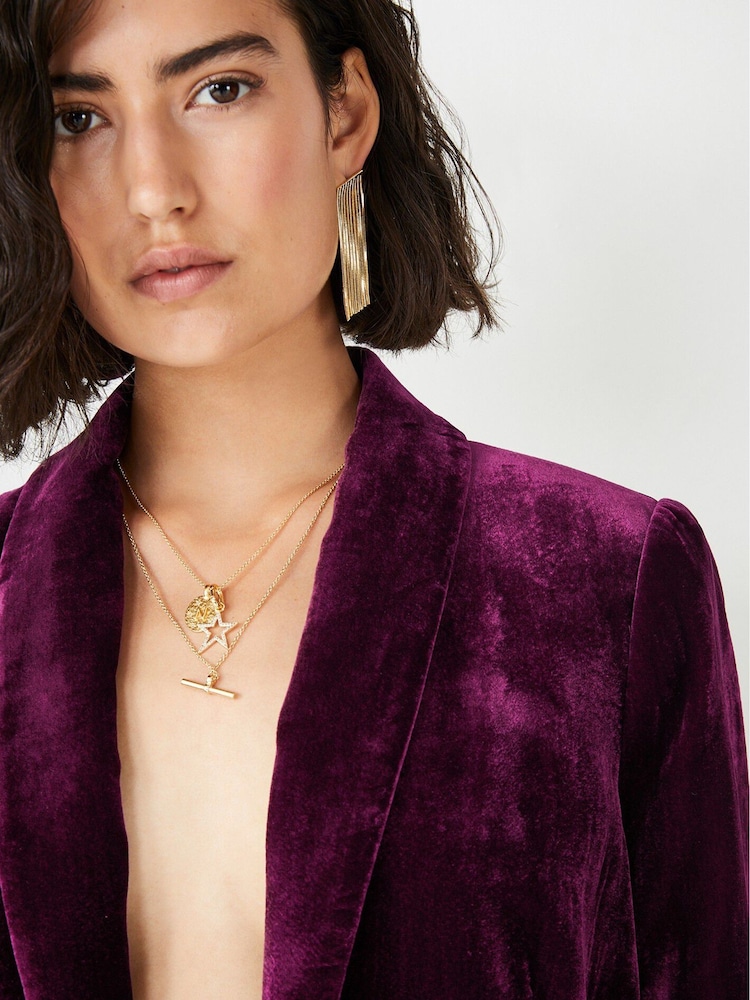Hush Purple Marina Velour Blazer - Image 2 of 5 Hush Purple Marina Velour Blazer - Image 2 of 5