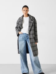 Hush Black Nell Relaxed Wool Blend Check Coat - Image 1 of 5