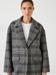 Hush Black Nell Relaxed Wool Blend Check Coat - Image 2 of 5