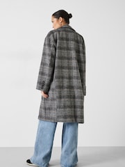 Hush Black Nell Relaxed Wool Blend Check Coat - Image 3 of 5