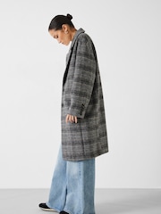 Hush Black Nell Relaxed Wool Blend Check Coat - Image 4 of 5