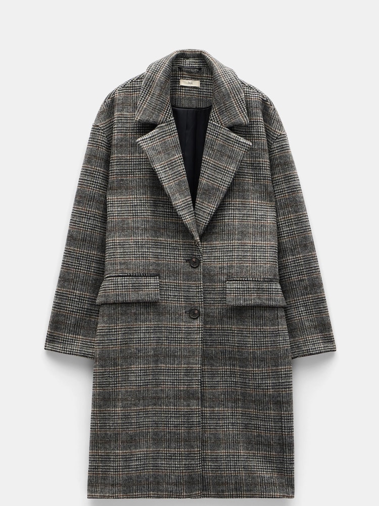 Hush Black Nell Relaxed Wool Blend Check Coat - Image 5 of 5