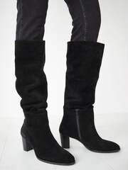 Hush Black Draper Suede Boots - Image 1 of 6
