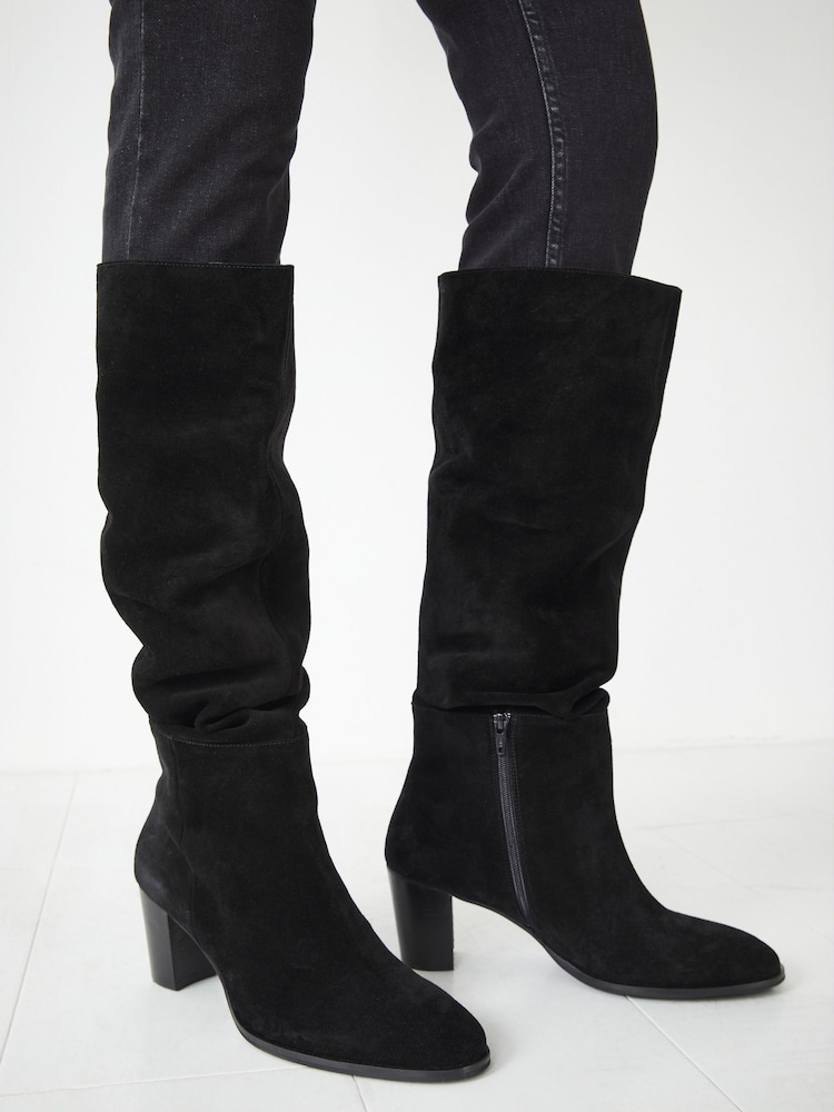 Hush Black Draper Suede Boots - Image 1 of 6